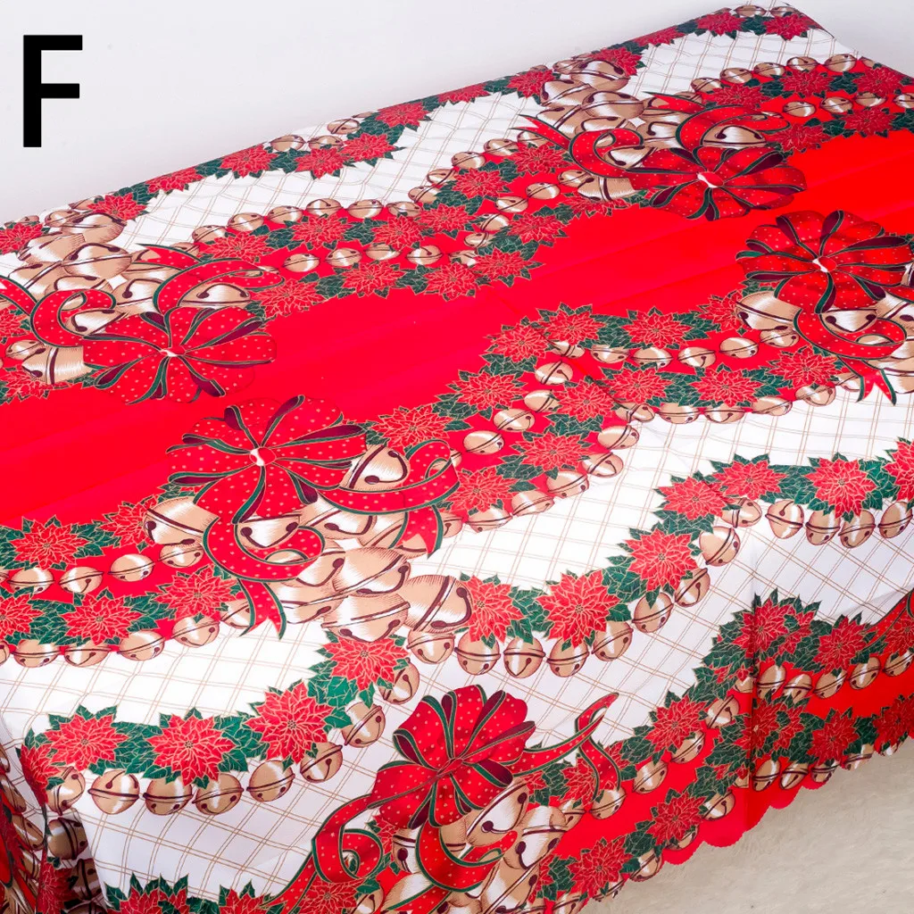 F Christmas Table Flag Christmas Decorations Polyester Printed Tablecloth Christmas Table Antifouling Tablecloth Table Decoration - Цвет: F