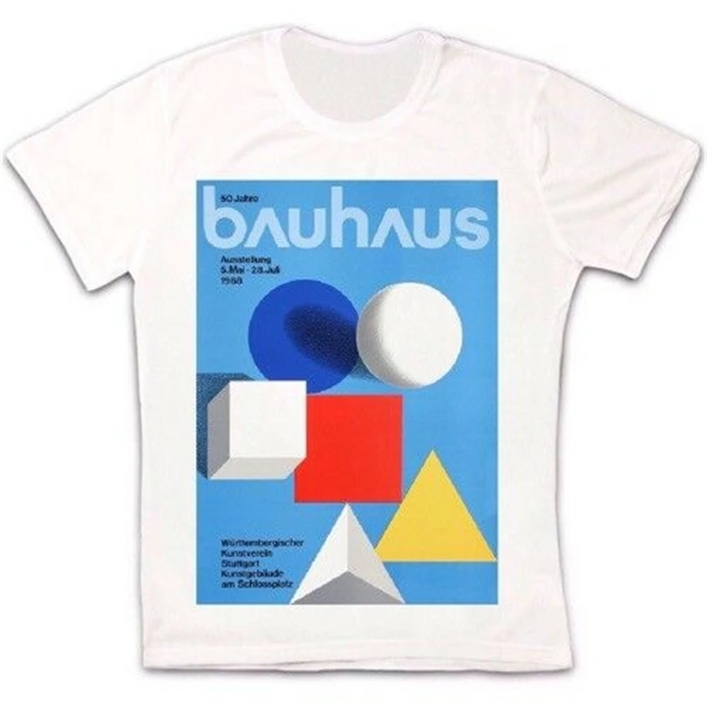 Bauhaus Poster 50 Jahre Stuttgart 1968 Punk Rock Retro Vintage T Shirt 2420 Homme Customized Tee | Мужская одежда