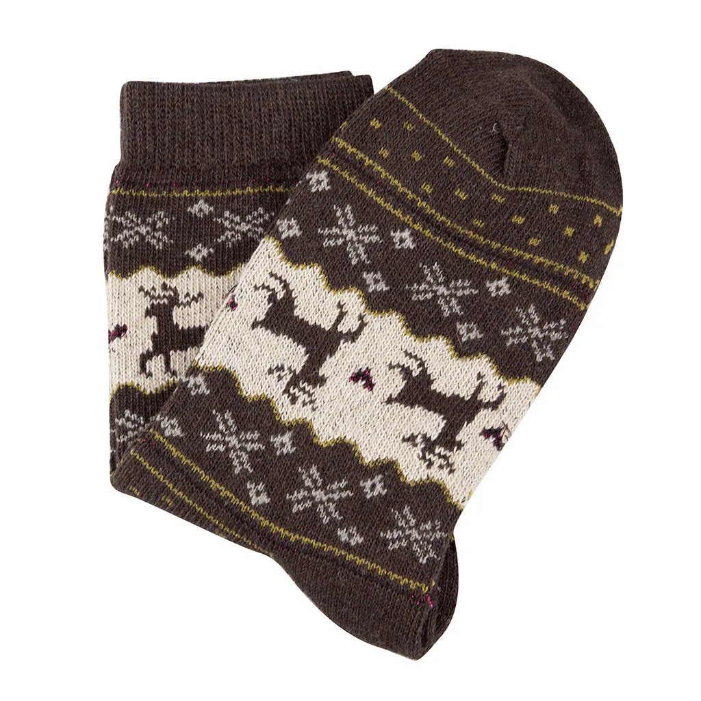 Harajuku skarpetki/женские носки; милые рождественские носки с изображением лося; Повседневные вязаные шерстяные забавные Носки с рисунком оленя; теплые зимние носки