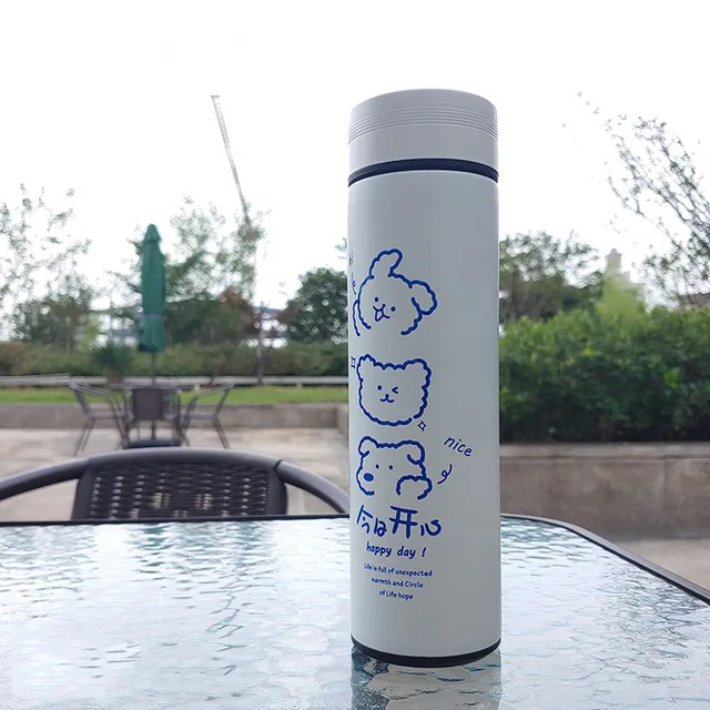 450ML Cartoon Vacuum Flask Cute Animal Thermos Bottle Stainless Steel Water Bottle Outdoor Portable Water Cup Travel Mug C
