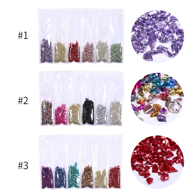 Mixed Sizes 1000Pcs Nail Rhinestones Crushed Stones Irregular Glitter Beads Jewelry Making DIY AB Color Crystal Flat Bottom