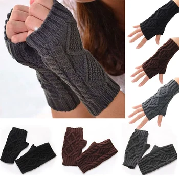 

Arm Long Winter Gloves Unisex Fingerless Women Spring Warmer Knitted Men