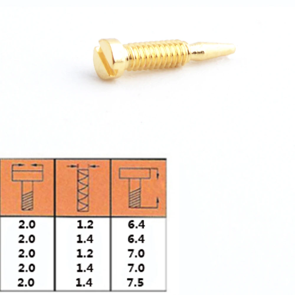 200 шт. размер 2.0x1.2x6.4mm-7 0mm 2.0x1.4x6.4mm-7 5mm оптические винты для очков аксессуары золотые