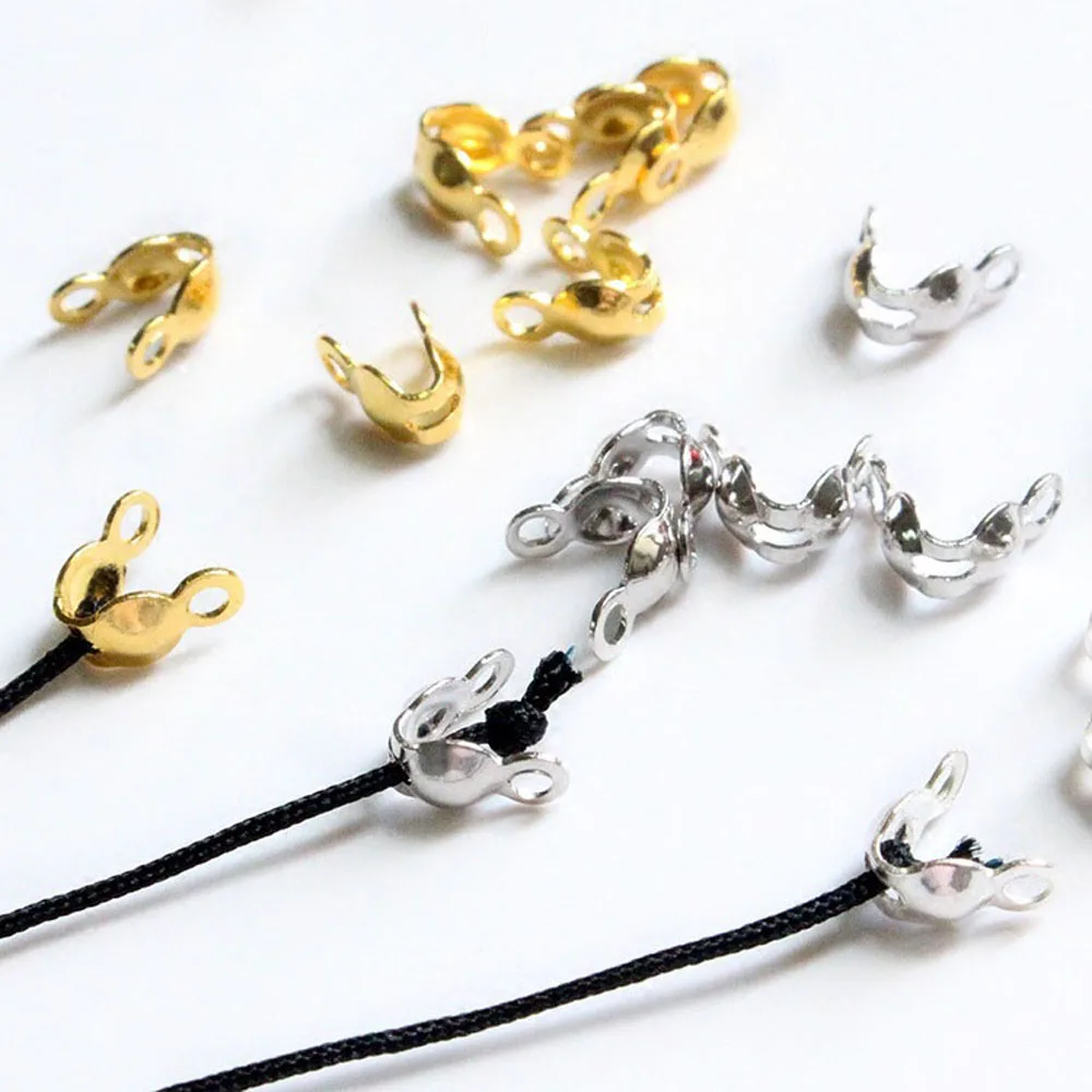 200pcs/lot Connector Clasp Fitting 4*7mm Ball Chain End Crimps Beads Components For DIY Jewelry Making Supplies | Украшения и