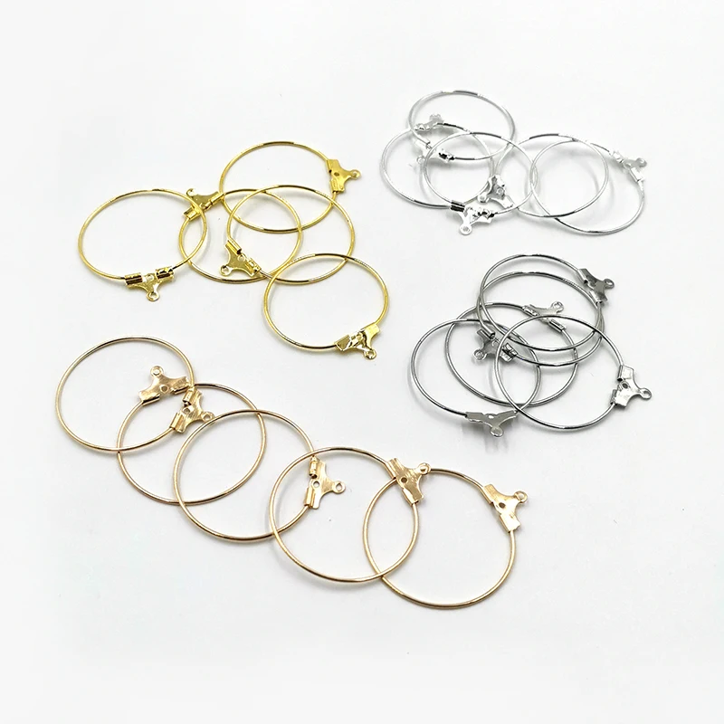 

30 Pcs/Lot Hanging Earrings Hoops With Hanger Buckle Clasp DIY Circle Earring Findings Jewelry Making Accessories