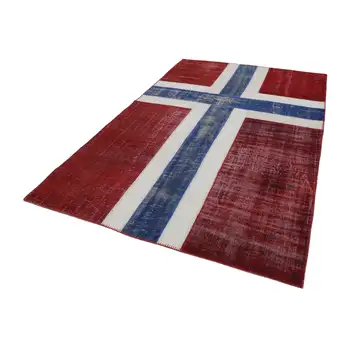 

197x288 Cm Norwegian Handmade Flag Patchwork Rug-6x9 Ft
