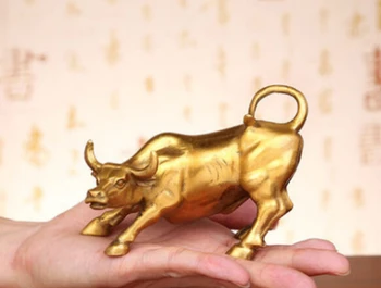 

ymying 1014+++++12 cm Long chinese folk fengshui brass copper zodiac animal oxen Cattle Bull Bovine statue