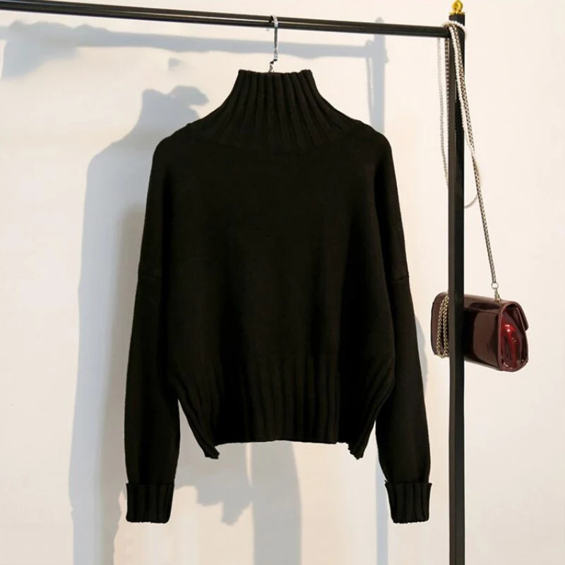 Женский свободный вязаный свитер с длинным рукавом TIGENA, водолазка, модой джемпер для женщин на зиму