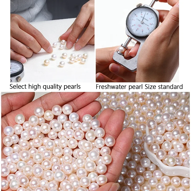 천연 담수 진주, 높은 광택, 화이트, 노, 하프, 풀 드릴 라운드, 공장 도매, 3A 4A 품질, 8mm, 9mm