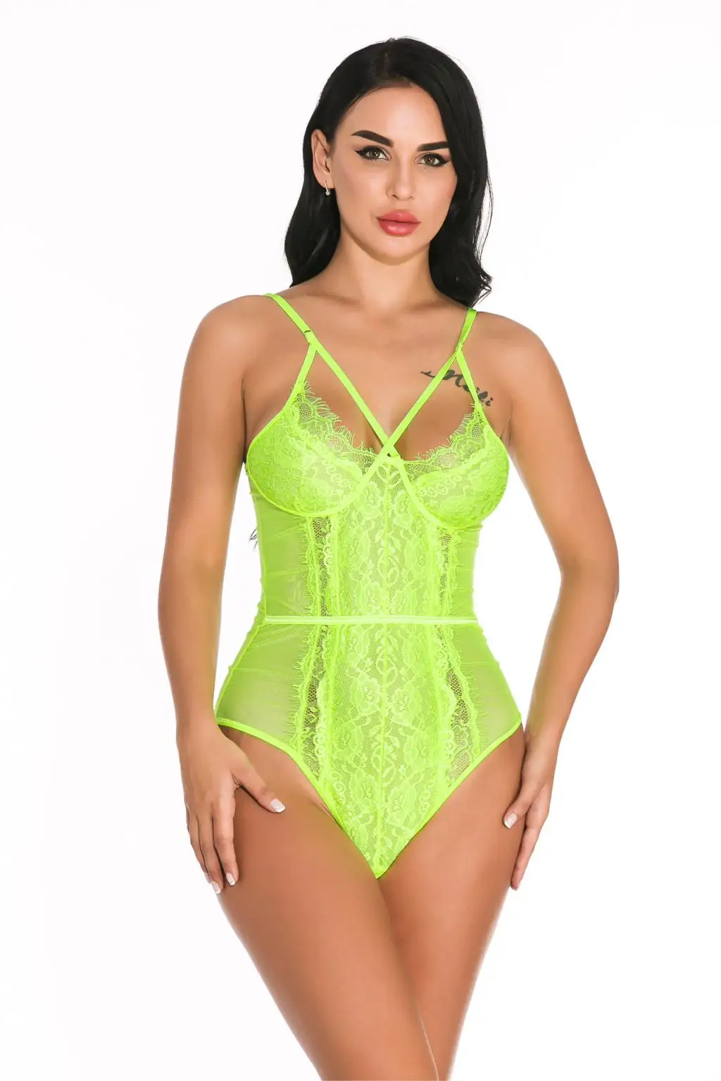 Женское кружевное нижнее белье больших размеров, цельное мини-боди Babydoll