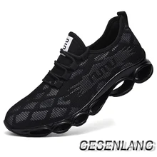 Мужская повседневная обувь большого размера дышащие сетчатые мягкие легкие новые мужские кроссовки Нескользящие прочные уличные повседневные прогулочные туфли черного цвета