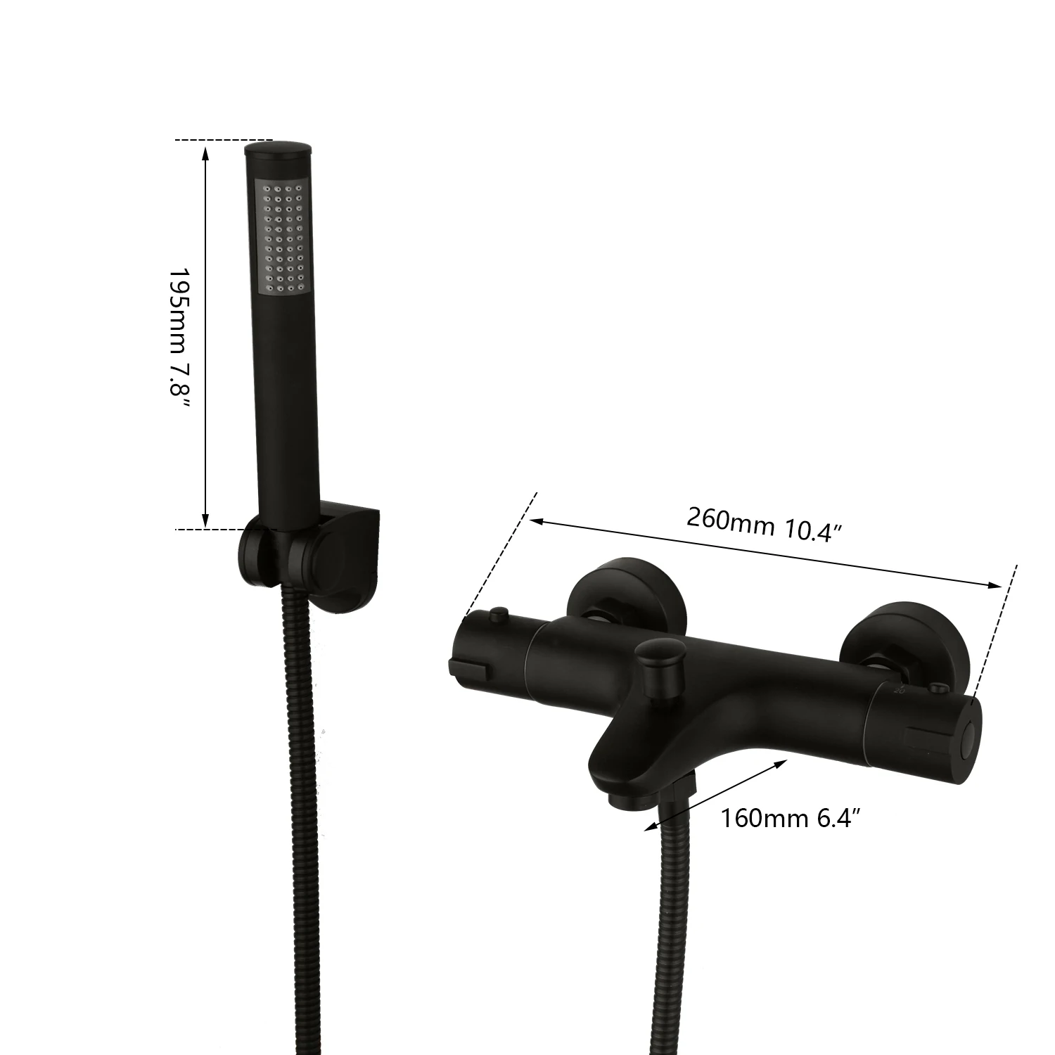 Monite Wall Mounted Thermostatic Mixer Taps Matte Black Shower Faucet Set Exposed Bathtub Basin Sink Faucet Hand Shower Set bathtub faucet shower set shower faucet