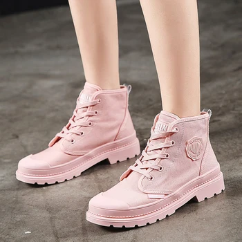 

2019 Martin boots female 2019 winter and autumn new British wind thick bottom high shoes pink women's boots shoes woman