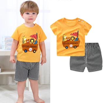 

Summer Children's Wear Sets Cartoon Leisure Short Sleeved T-shirts + Pants For Baby Girls Boys Kids Bebes 2pcs Clothes