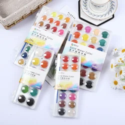 12/16/28/36 Color Beginner Solid Gouache Watercolor Pigment Powder Foundation Set Transparent Solid Watercolor Washable Portable