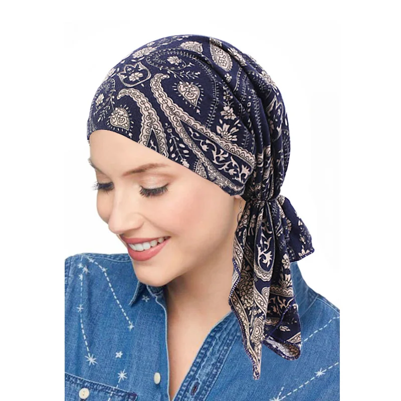 Women's nœud perles Musulman Chapeau Femmes Hijabs chimio Cap Turban Head Wrap ~ 