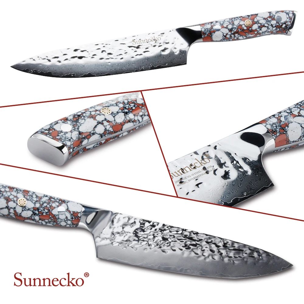 Нож шеф повара SUNNECKO VG10 японские кухонные ножи из дамасской стали лезвие молотка 8