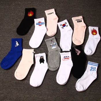 

Women Socks Cartoon Character Cotton Socks Harajuku Female Cute Unisex Skatebord Socks Hipster Fashion Animal Print Ankle Socks