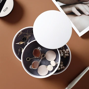 

Jewelry box environmentally friendly ABS jewelry box multi-layer rotating jewelry storage box case with mirror