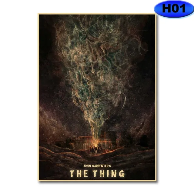 Retro Kraft Paper Movie Posters Classic Horror Movie The Thing Poster Home Decor Living Room Bar Cafe Art Painting Wall Sticker H01