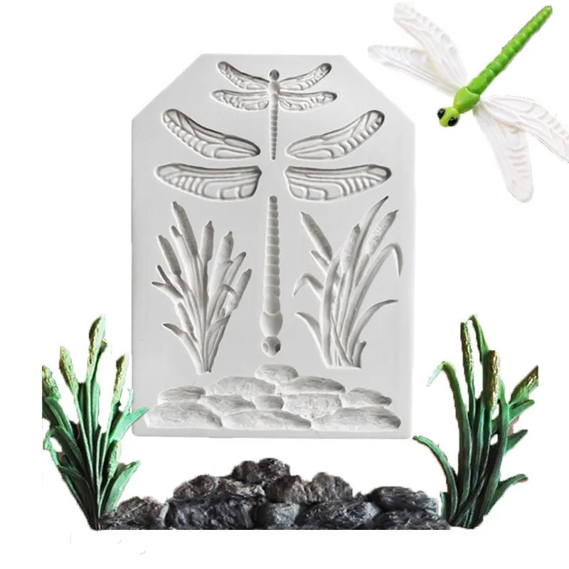 Mold Cake Mould Animal Baking Silicone Pastry Dragonfly Fondant Grass Tree Leaf mold | Дом и сад