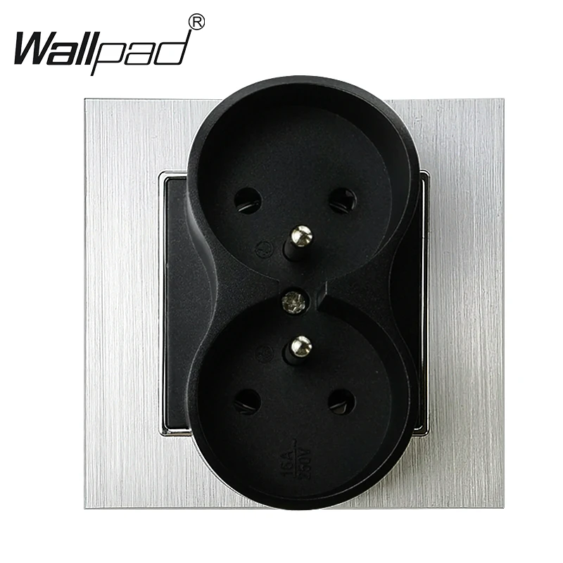 White Single Frame 16A Double French Socket 86*86mm Wallpad EU Style Wall Plug Power Outlet with Claws for Poland Belgium
