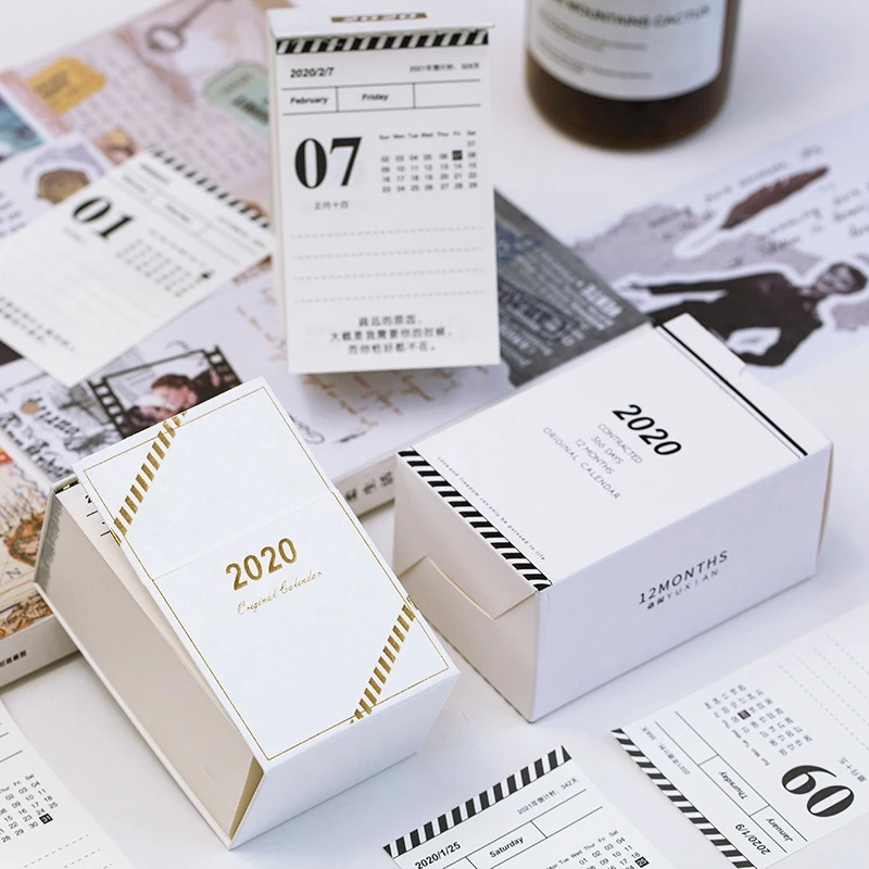 

Mini simple desk calendar 2020 year calendar learning countdown reminder office school DIY Sticky note sticker calendar Label