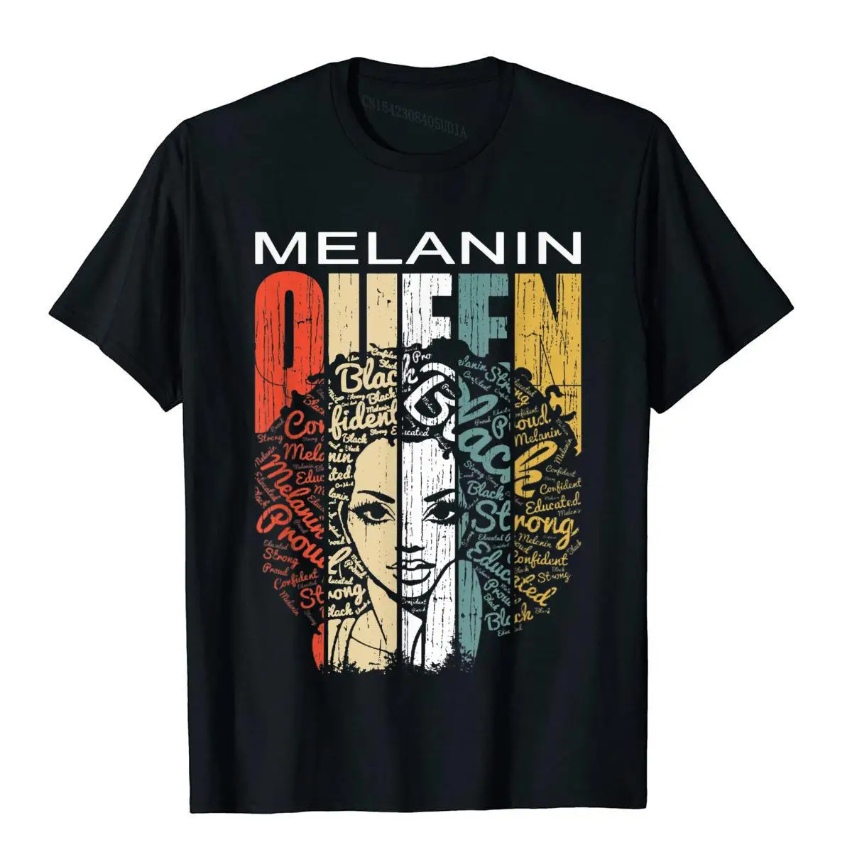 Melanin Queen Tee African American Strong Black Natural Afro T-Shirt__B11871black