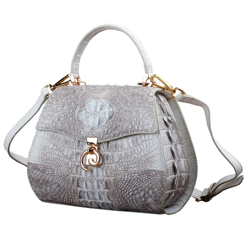 Мужская сумка из экзотической натуральной кожи аллигатора Женская белая