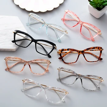 

NEW Fashion Cat Eye Glasses Frame Faceted Crystal Eyeglasse Can Be Equipped with Myopia Glasses Vintage Women's Eyeglass Frame