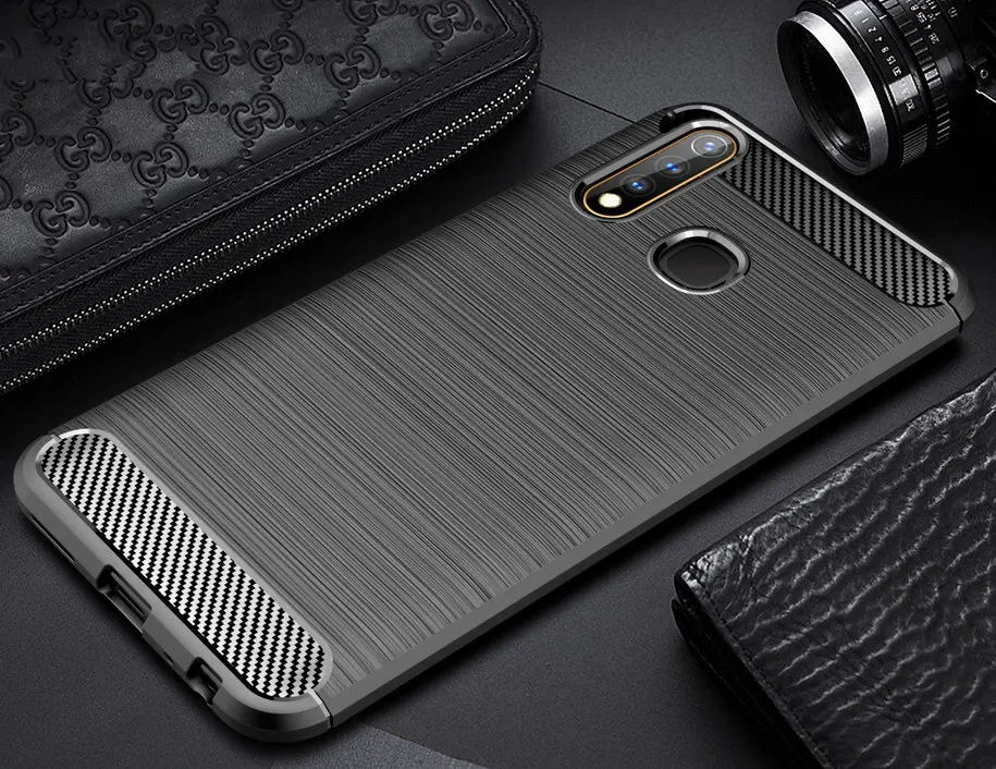 Роскошный чехол для смартфона VIVO Y19 U3 V17 Pro Y3 Мягкий силиконовый из углеродного