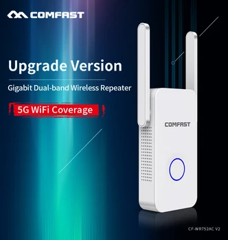 

1200Mbps WiFi Extender Powerful Dual Band Internet Signal Wireless 2.4GHz 5GHz Wi-