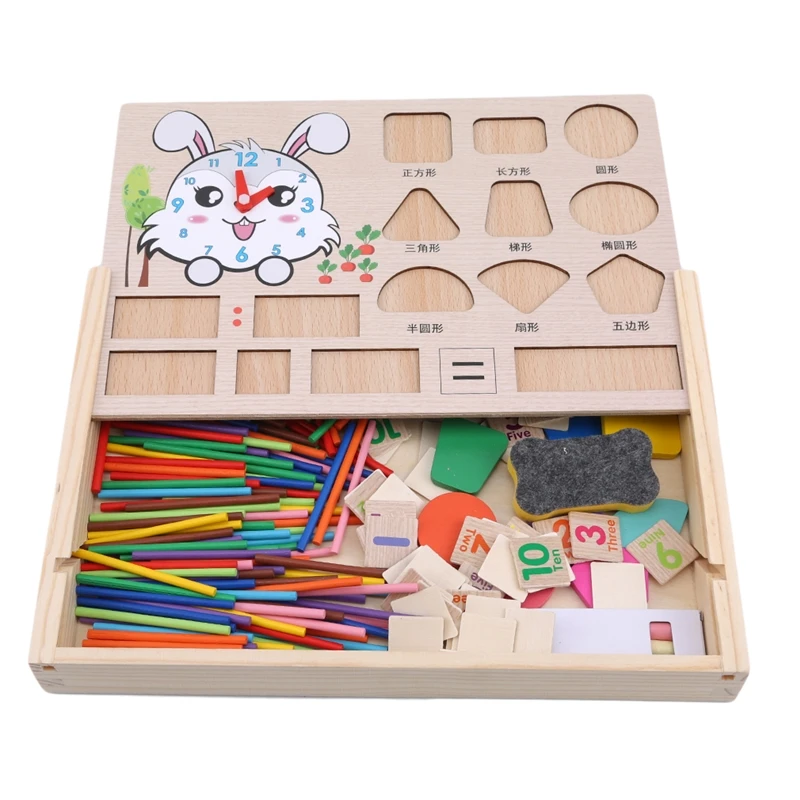 Деревянные Монтессори игрушка граф геометрическая форма познание матч ребенка раннего образования цифровые часы деревянные игрушки