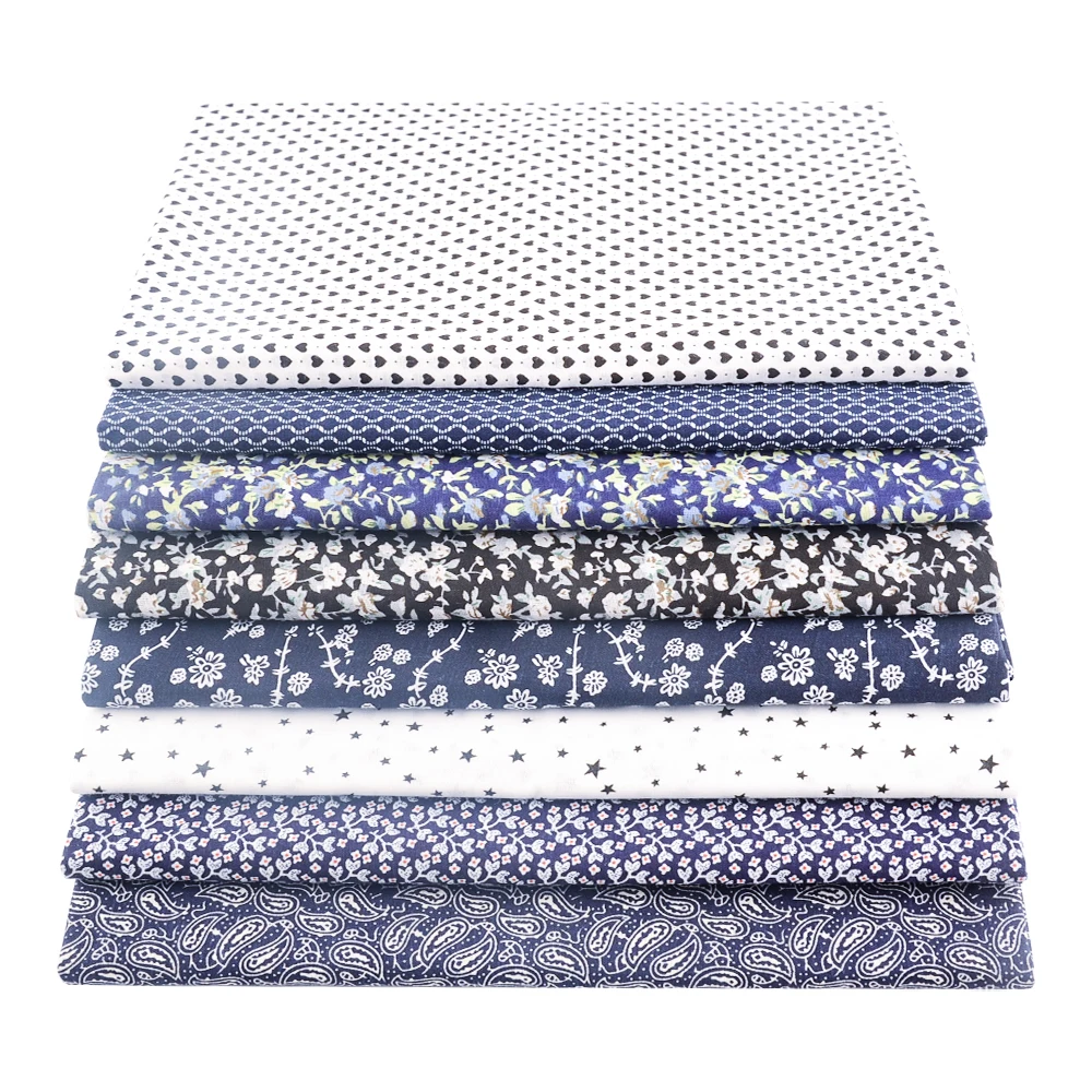 Teramila 8-Piece Multicolor Cotton Fabric Set for Quilting and Handicrafts