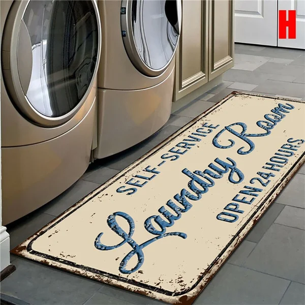 Non-Slip Floor Mat Bath Mat Entrance Doormat Self-Service Laundry Bathroom Kitchen Carpet Laundry Room Decor Print Lounge Rug