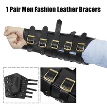 1 пара кожаных нарукавников, мужские Модные нарукавники, ремешок с пряжкой, браслет на запястье для взрослых, винтажные манжеты, для вечеринки, косплей, костюмы, наборы, спортивная одежда