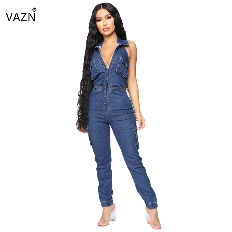 VAZN JLX8695 новые модные спортивные костюмы Комбинезоны однотонные с коротким рукавом и молнией круглый короткий рукав женские эластичные длинные узкие комбинезоны