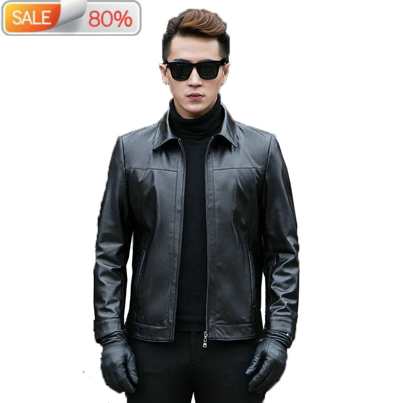

Men's Short Sheepskin Coat Genuine Leather Jacket Men Bomber Jackets Veste Cuir Homme CJXA01A B22106