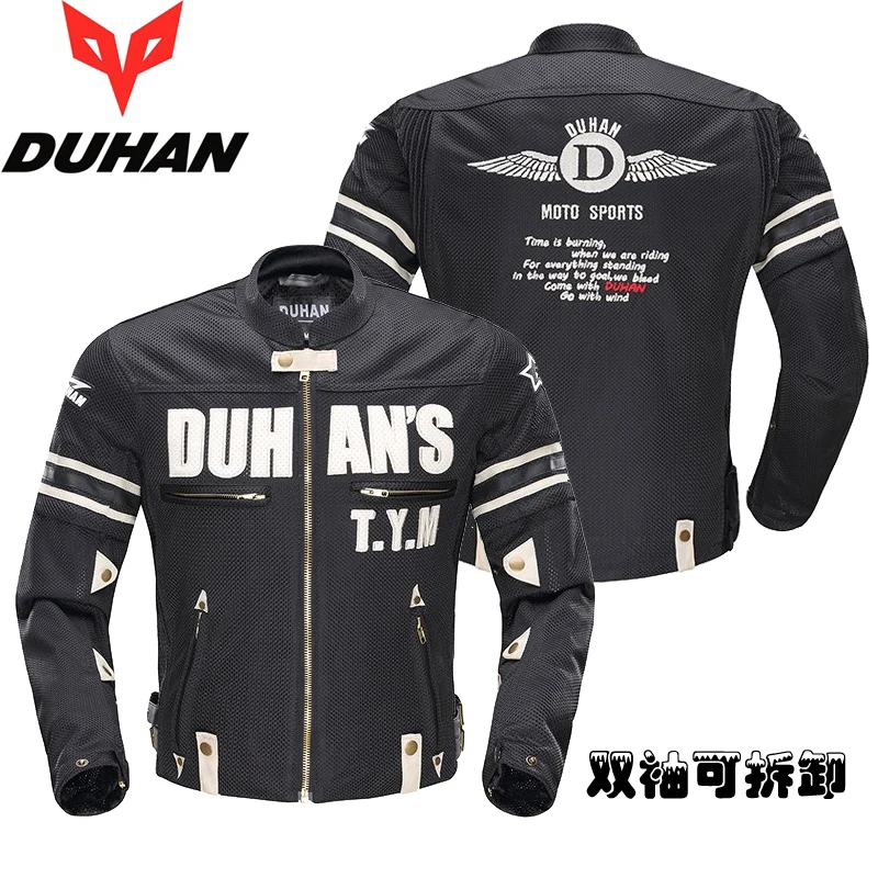 DUHAN дышащая Защитная спортивная куртка для езды на мотоцикле, летняя мужская куртка для мотокросса по бездорожью - Цвет: Черный
