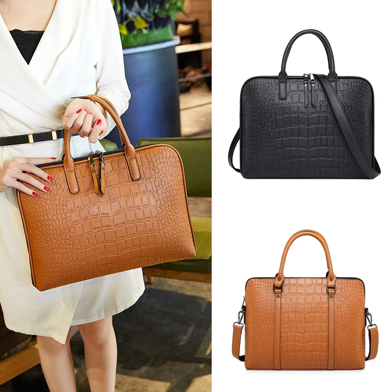 Модный женский деловой портфель для ноутбука, женская кожаная сумка 13 14 15 15,6 дюймов, женские портативные Офисные сумки для ноутбука