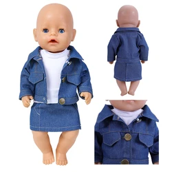 18 Inch Doll Clothes American Girl Doll Accessories Denim Skirt + Jacket +T-shirt Fashion Baby Born Suit for Girl Festive Gift