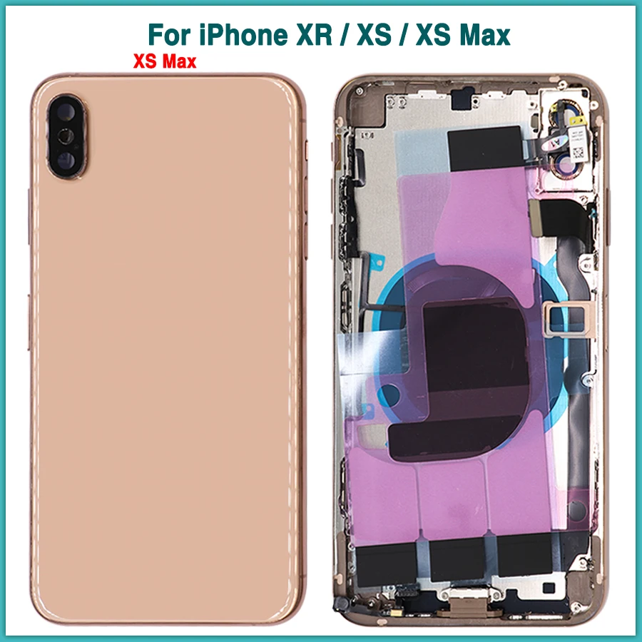 

AAA+++ quality For iPhone XR XS MAX Battery Back Cover Door Rear Cover + Mid Middle Frame Chassis With Flex Cable