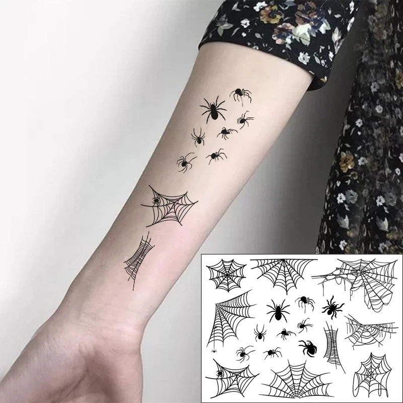 

Waterproof Temporary Tattoo Sticker Small Animal Spider Net Element Face Art Pattern Design Flash Tatoo Fake Tatto for Men Women