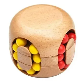 

Classical Wooden Puzzle Kong Ming Lock Lu Ban Lock Bead Cubes Beech Burger Shaped Cubes for kids and Adult