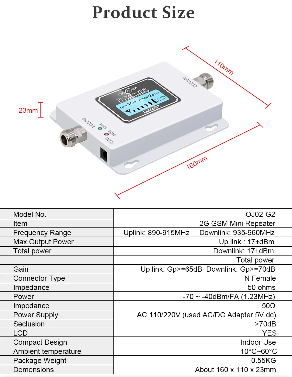 GSM 900 Mhz Репитер 70dB CDMA усилитель gsm-сигнала 900 Mhz 2G сотовый телефон усилитель сигнала, GSM повторитель сигнала усилитель