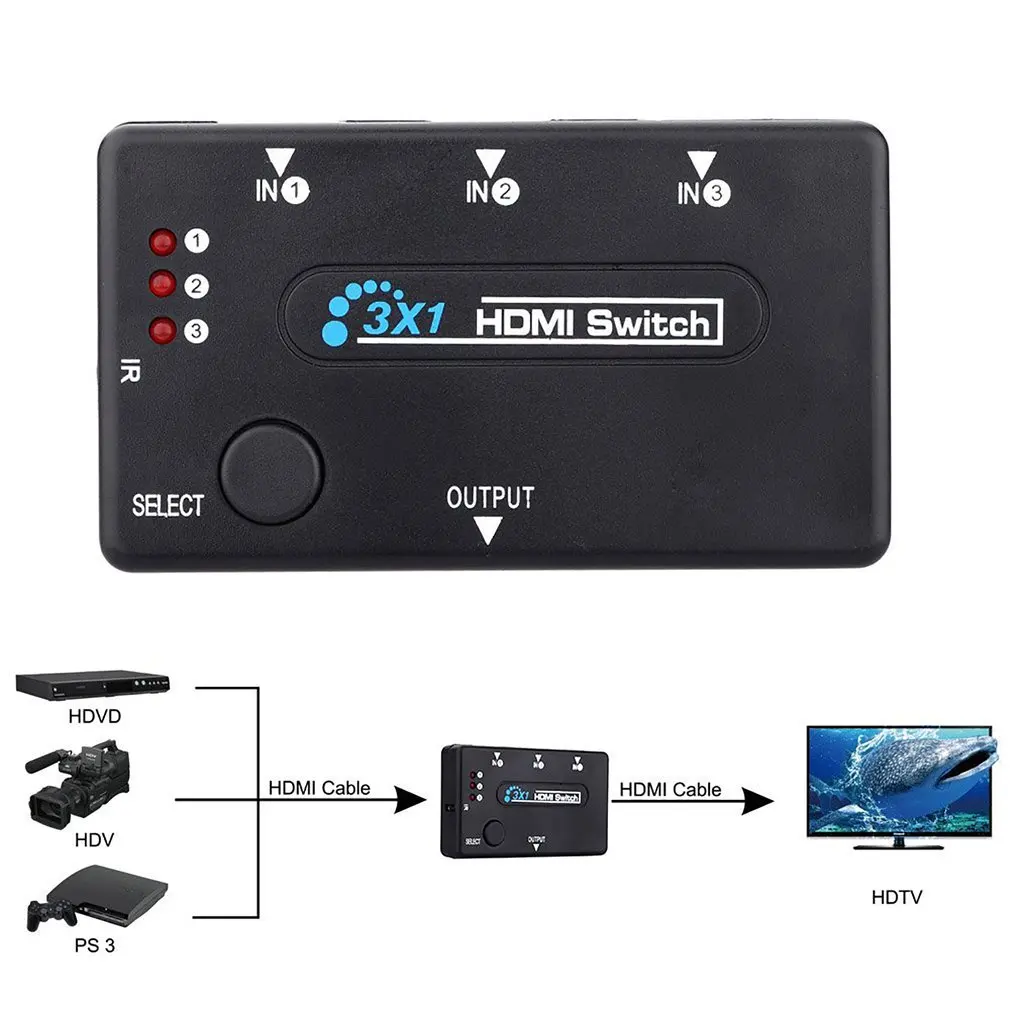 HDMI Разветвитель переключатель 3 входа 1 выход 4K HDMI коммутатор для ПК ноутбука HDMI коммутатор 3 порта HDMI адаптер