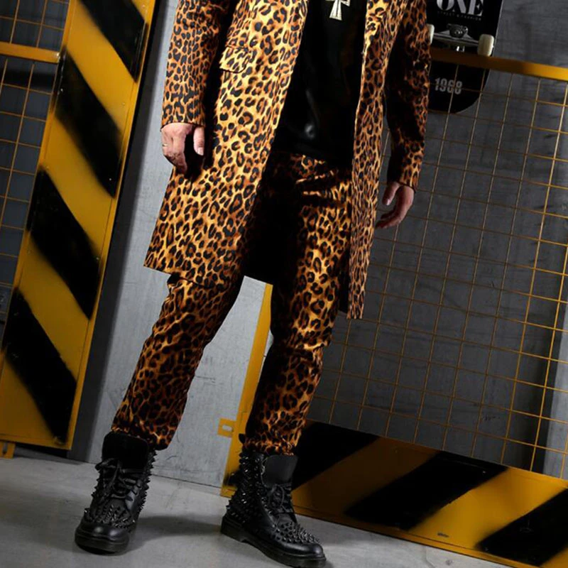 

Casual Leopard Jogger Hombre Fashion Male Dancer Singer Hip Hop Costume Stage Pantalones Para Hombre Men Trousers Streetwear