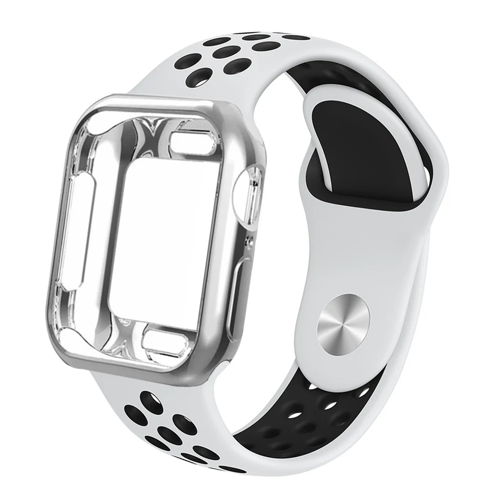 Дышащий силиконовый спортивный ремень Apple Watch 5 4 3 2 1 42 мм 38 мм резиновый ремешок Nike+ Iwatch+ чехол 5 4 3 40 мм 44 мм