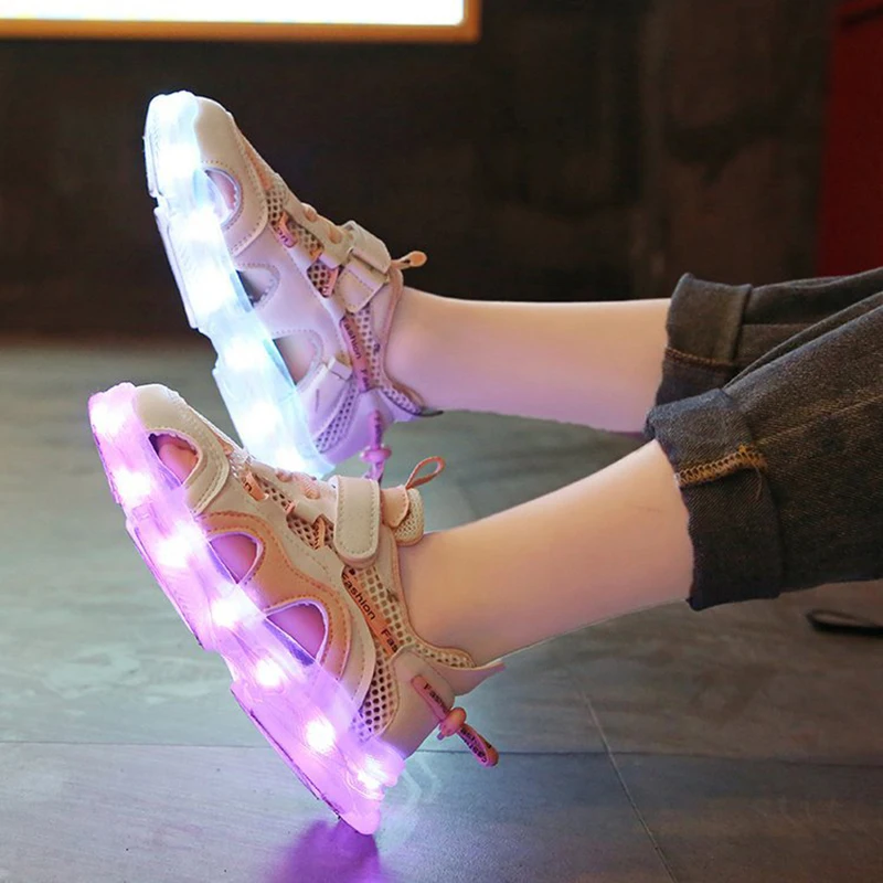 Fashion Autumn Shoes Kids Led Light Up Shoes Luminous Sneakers for Girl USB Charging Glowing Casual Sandals Baby Boys Run Shoes extra wide children's shoes