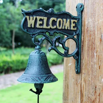 

Hand bells Nordic country retro series Welcome to double-sided listing doorplate cast iron wrought iron doorbell outdoor decor